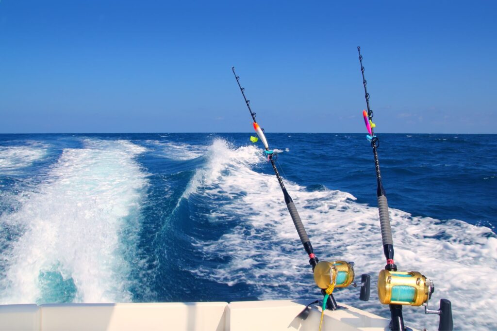 Fishing of the back of a luxury yacht of the coast of Spain